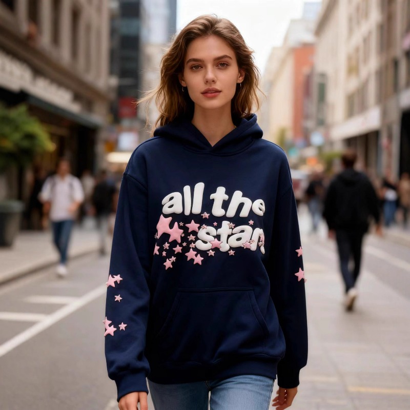 Streetwear Brand Drops - New Letter Foam Printed Diamond-encrusted Sweatshirt