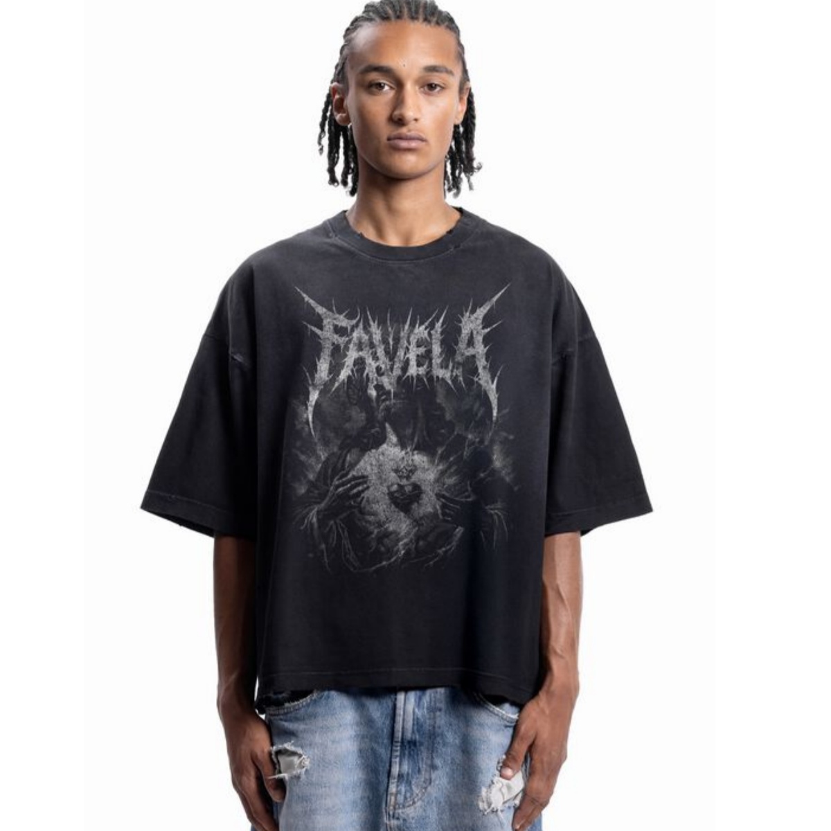 Streetwear Brand Heart - Sacred Heart Metal Font Street Trendy