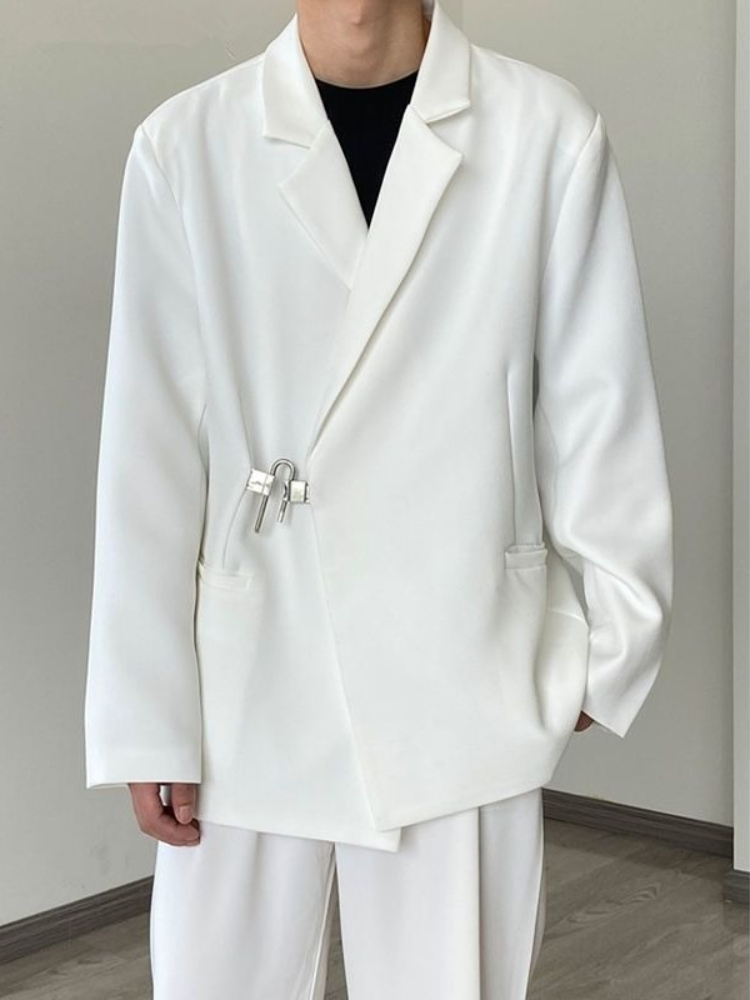 Men's White Casual Blazer Set  - Streetwear Brand Aesthetic ulasan dan harga