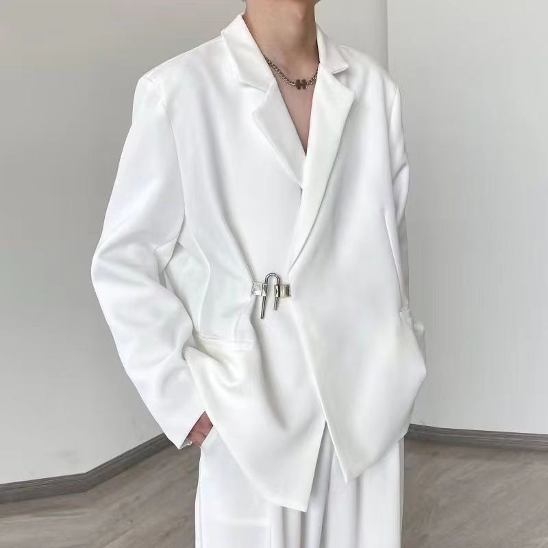 Men's White Casual Blazer Set  - Streetwear Brand Aesthetic ulasan dan harga