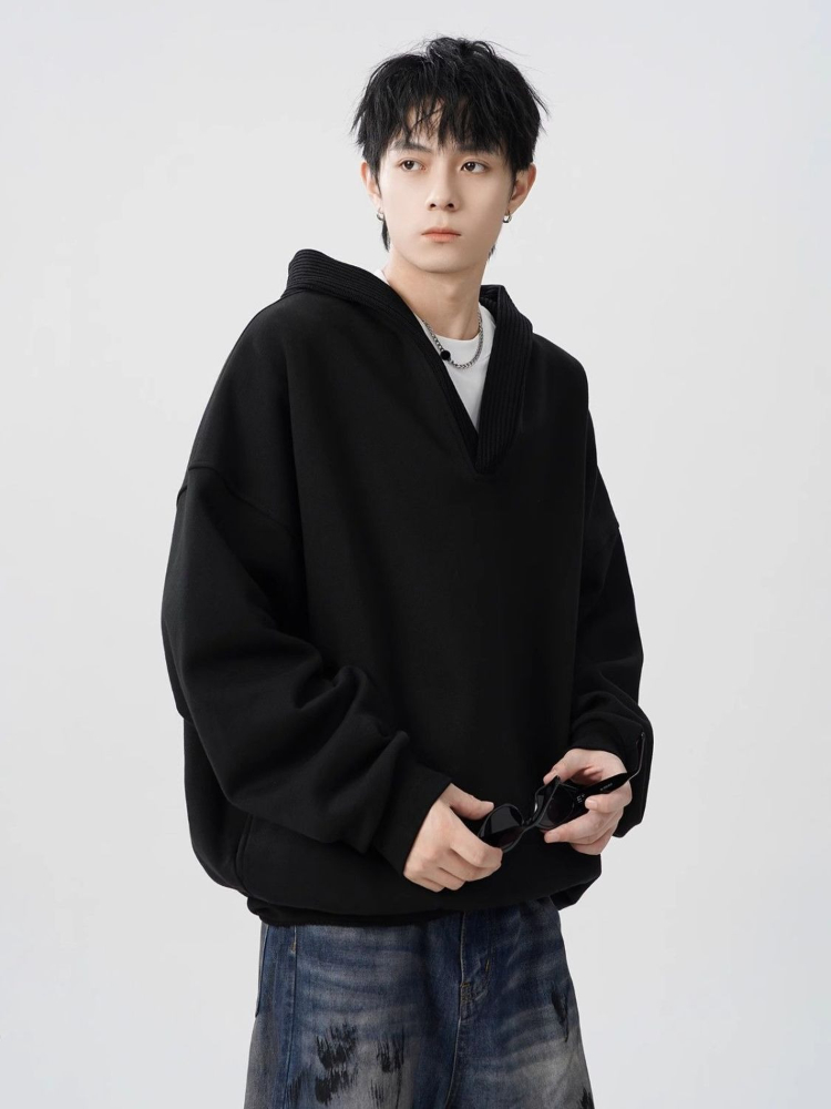 Plain Cotton Leisure Loose Swe - Streetwear Brand Aesthetic ulasan dan harga