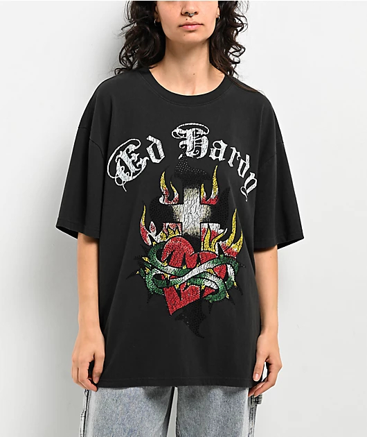 Cross Heart Ed Y2k Tattoo Art  - Streetwear Brand Heart ulasan dan harga